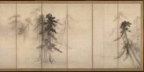 Pu\u0161ies tapyba japon\u0173 sumi-e technika + \u677e