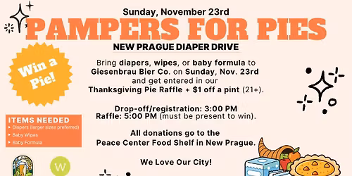Pampers For Pies - New Prague Diaper Drive