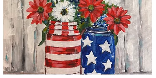 Patriotic July 4th Florals in a mason jar