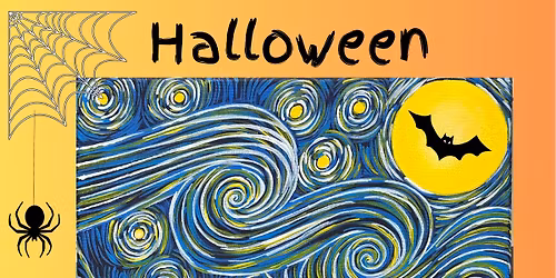 Halloween Black Cat under a Starry Night
