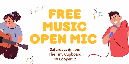 Free Music Open Mic Saturdays at 3pm!