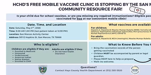 HCHD Mobile Vaccine Clinic \u2013 San Marcos
