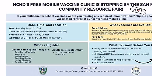  HCHD Mobile Vaccine Clinic \u2013 San Marcos