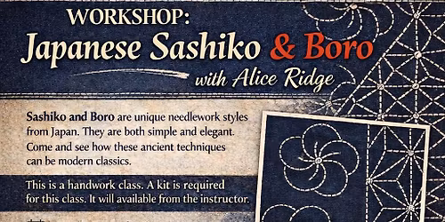 Japanese Sashiko and Boro Workshop with Alice Ridge