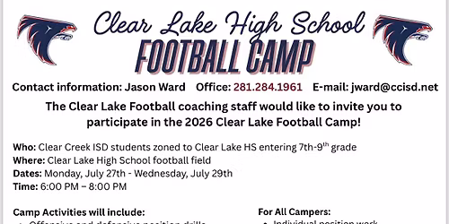 Clear Lake Football Camp