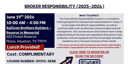 In Person \u2013 COMPLIMENTARY \u2013 Broker Responsibility (2025-2026) \u2013 Jun 19th