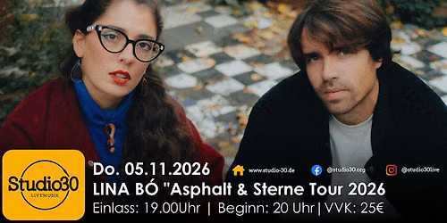 Lina B\u00f3 "Asphalt & Sterne Tour 2026|Studio 30
