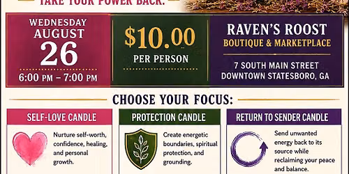 Dress a candle at the Raven's Roost Boutique