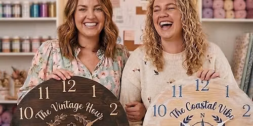 CREATIVE WORKSHOP - AN OVERSIZED PERSONALISED 60cm WOODEN CLOCK - BRING A BUDDY AND SAVE!