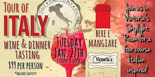 Tour Of Italy: Wine and Dinner Tasting