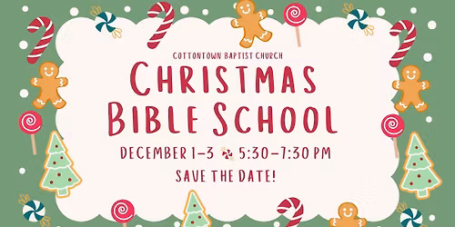 Christmas Bible School | December 1\u20133 | 5:30\u20137:30 PM