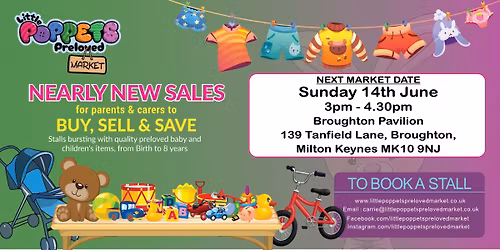 Little Poppets Preloved Market - Broughton Pavilion, Sunday 14th June, 3pm - 4.30pm