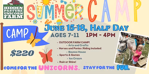 4-Day Summer Camp June 15-18, HALF DAY 1-4 pm