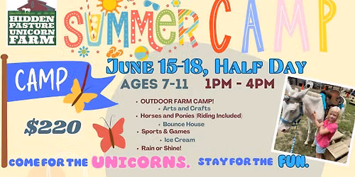 4-Day Summer Camp June 15-18, HALF DAY 1-4 pm