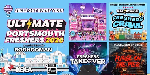 ULTIMATE PORTSMOUTH FRESHERS 2026 \ud83c\udfa1 \ud83c\udf0a Official Student Partners with BoohooMAN \ud83d\udc55 Free Hoodie with Every Ticket - Sold Out 15 Years Running!