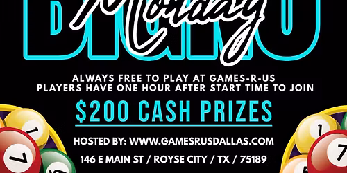 Monday Free Bingo: $200 Cash Prizes