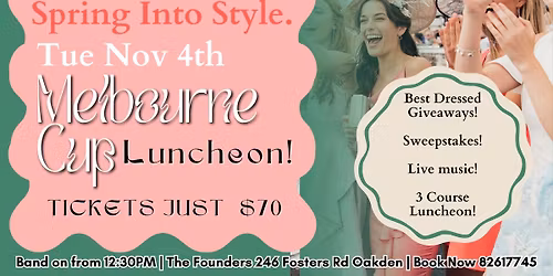 \ud83c\udf89\ud83e\udd42 Melbourne Cup Luncheon at The Founders! \ud83e\udd42\ud83c\udf89