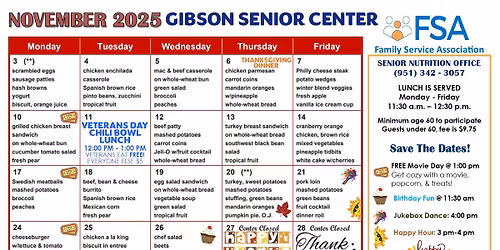 November FSA Lunch Program 