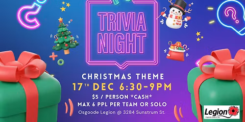 Trivia Night! Christmas Holiday Themed! Come dressed up!