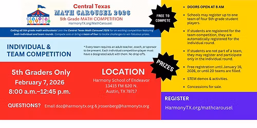 Central Texas Math Carousel 2026: 5th-Grade Math Competition