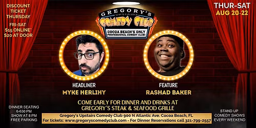Aug 20-Aug 22 Gregory's Comedy Club