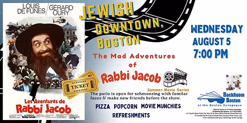 Jewish Downtown, Boston Movie Series - The Mad Adventures of Rabbi Jacob