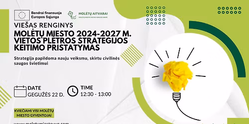 MOL\u0116T\u0172 MIESTO 2024-2027 M. VIETOS PL\u0116TROS STRATEGIJOS KEITIMO PRISTATYMAS