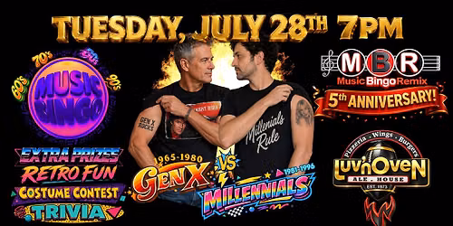 GEN X vs. MILLENIALS MUSIC BINGO