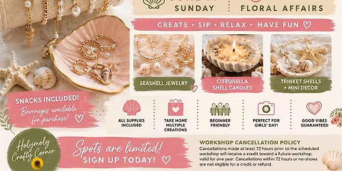 Seashell Jewelry\/candles\/ trinkets:  Floral Affairs After Hours