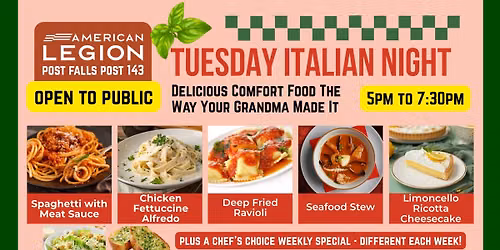 Tuesday Italian Night Public Dining