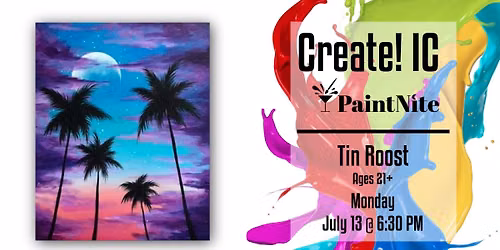 Paint Nite at Tin Roost: Vibrant Palm Sky