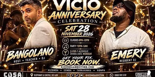 V\u00cdCIO Anniversary Celebration | Kizomba Classes & Party Until 5AM