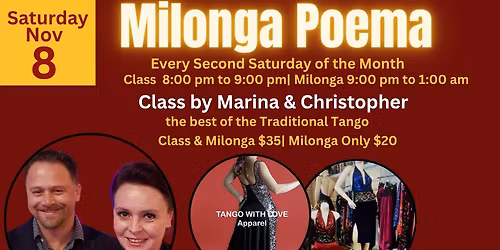 Milonga Poema-Saturday, Nov 8
