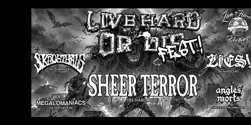 Live Hard Or Die fest: Sheer Terror + Skroetbalg + Lies! + Megalomaniacs + Angles Morts | Baroeg