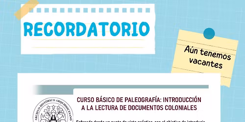 Curso b\u00e1sico de Paleograf\u00eda - Modalidad virtual