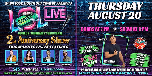 LOL LIVE: Comedy For Charity Show - 2 Year Anniversary - August 20, 2026
