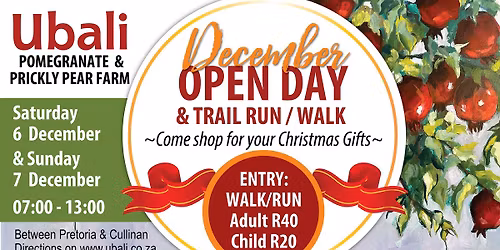 Ubali DECEMBER OPEN WEEKEND & Trailrun\/walk