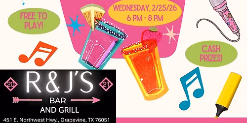 Wednesday Music Bingo at R&J's Bar and Grill in Grapevine!