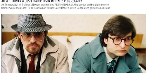 25.10.26 ALFRED DORFER & JOSEF HADER LESEN INDIEN Treibhaus INNSBRUCK