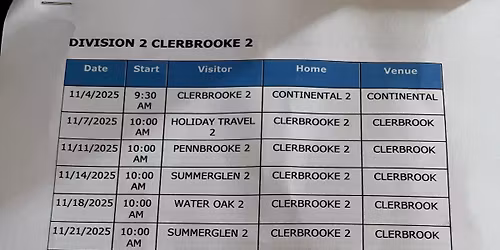 Clerbrook Div 2 Home Game