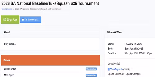 SA National Baseline\/TuksSquash u25 Tournament