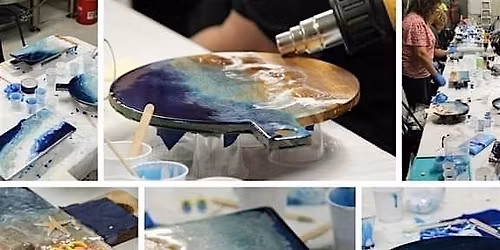 Resin Ocean wave  pour on a cheese board workshop