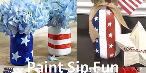 Red, White & Blue on Glass Painting