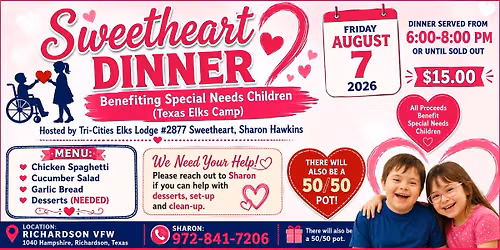 Tri -Cities Elks Lodge #2877 Sweetheart Dinner Benefiting Special Needs Children