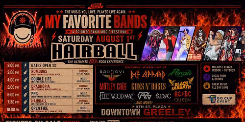 My Favorite Bands Music Festival: Hairball, Open Fire, Draghoria, Rumours & more in Downtown Greeley