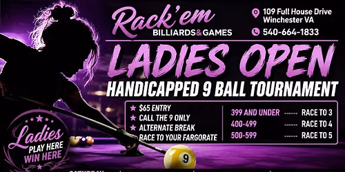 Ladies Open Handicapped 9 Ball Tournament 