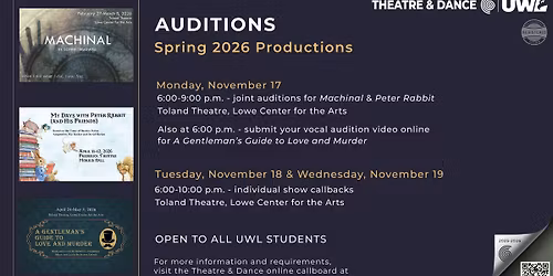 AUDITIONS for UWL Theatre & Dance Spring 2026 Shows