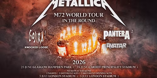 Metallica - 2-Day Pass (July 3 & 5) - Pantera, Avatar, Gojira & Knocked Loose London Tickets