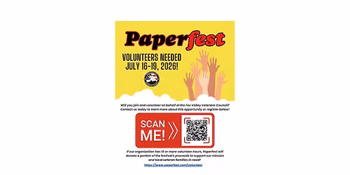  Support Fox Valley Veterans Council By Volunteering at Paperfest!