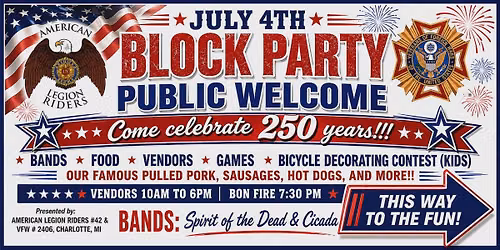NO FIREWORKS, VETERAN FRIENDLY BLOCK PARTY